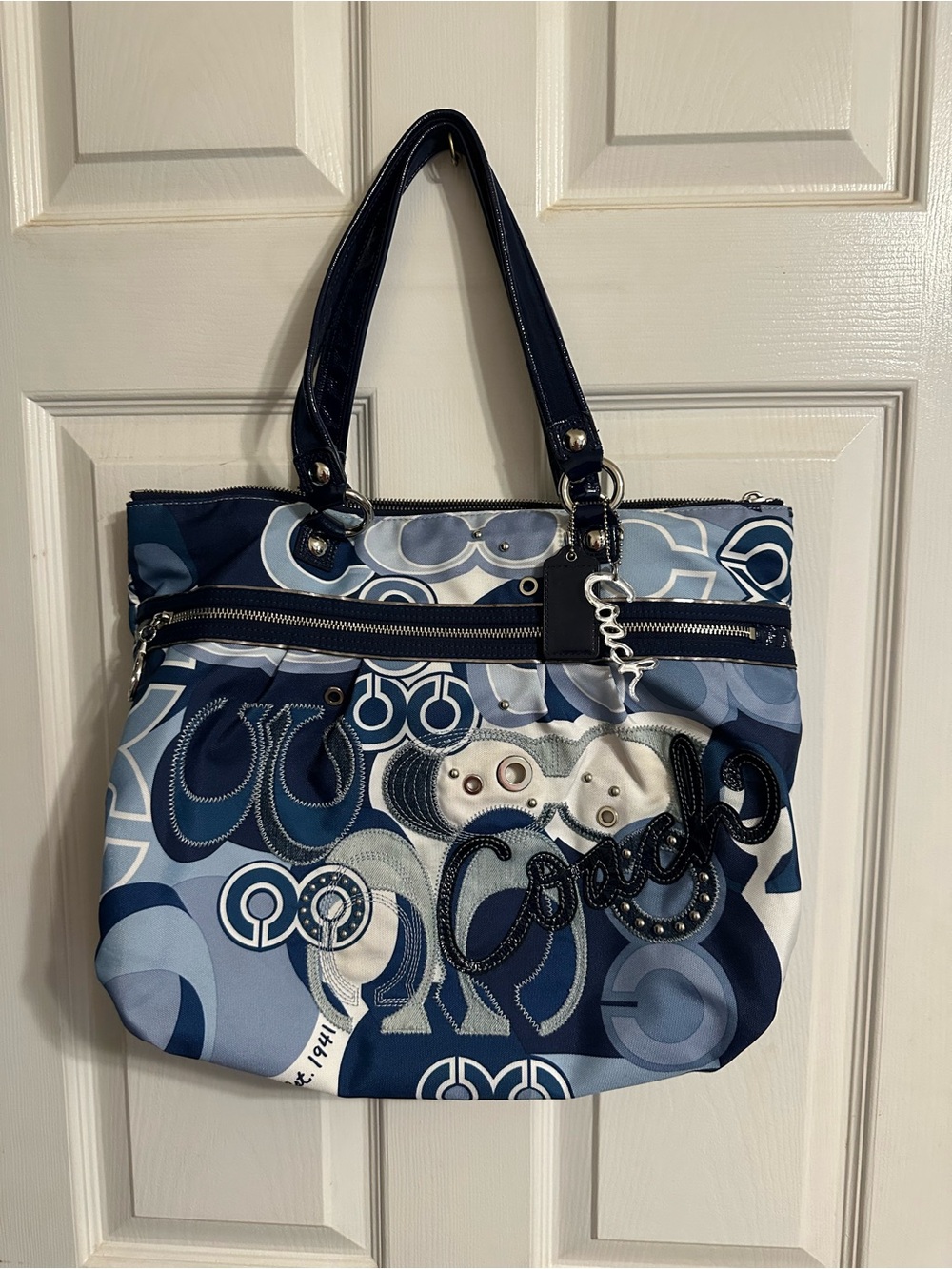 Coach Poppy Glam Pop C Denim Appliqué Tote